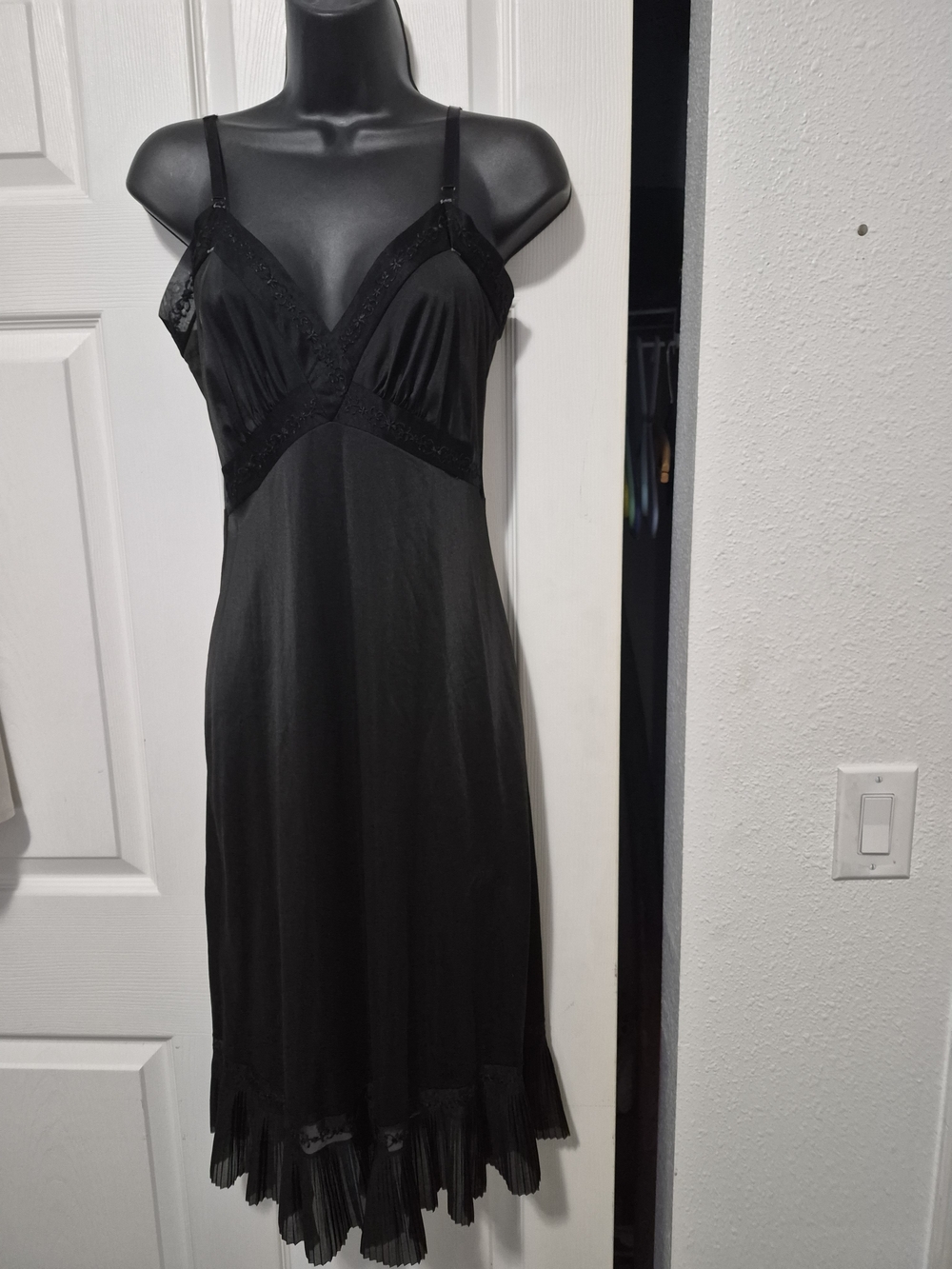Black Lace-Trim V-Neck Slip Dress - Women's Intimates